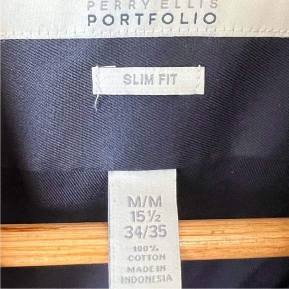 Perry Ellis Portfolio Navy Slim Fit Shirt - Picture 2 of 4